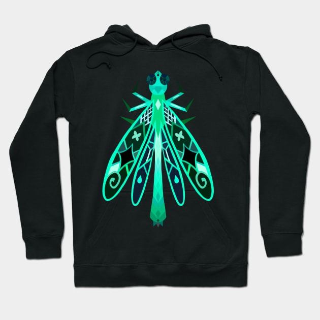 Geometric Ebony Jewelwing Damselfly Bug Hoodie by narwhalwall